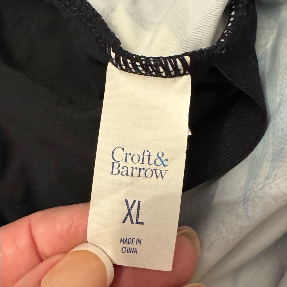 Croft & Barrow Blue and Black Floral Tankini Swim Top - Picture 5 of 5